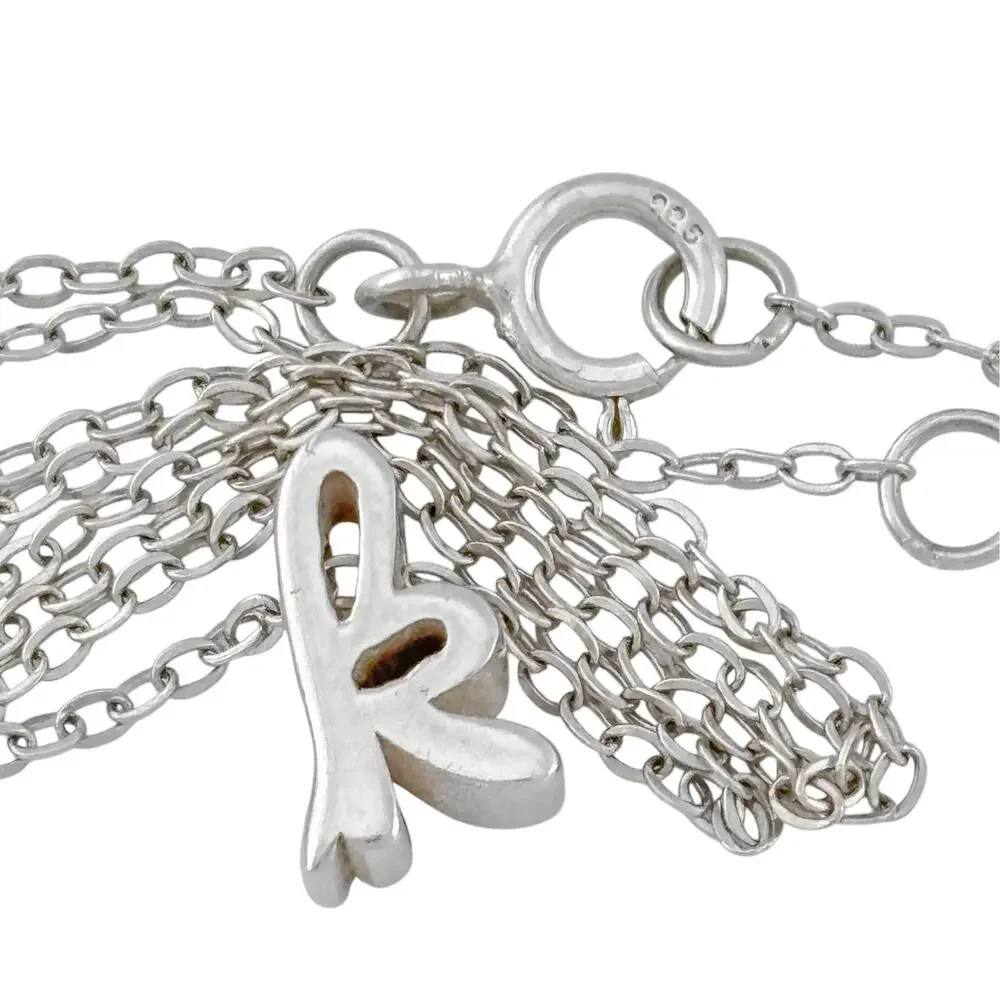 Vintage Sterling Silver 925 K Initial Necklace 16-18